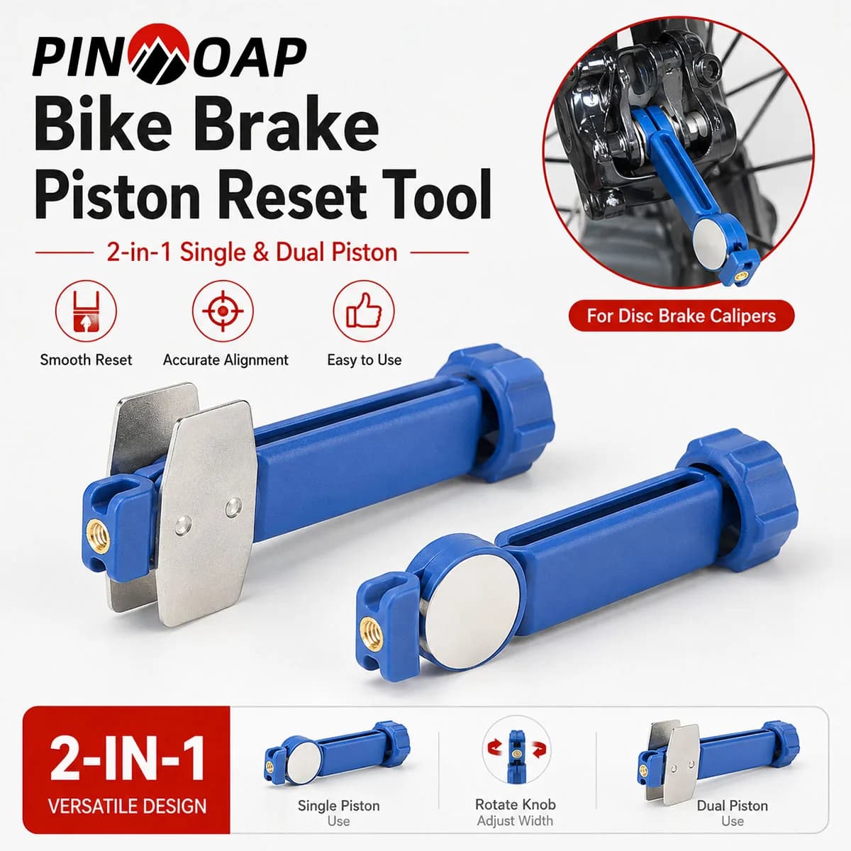PINMOAP 1/2PCS Bike Brake Caliper Piston Compressor Tool Hydraulic Disc Pad Reset Press For MTB Road Bicycle Cycling Service