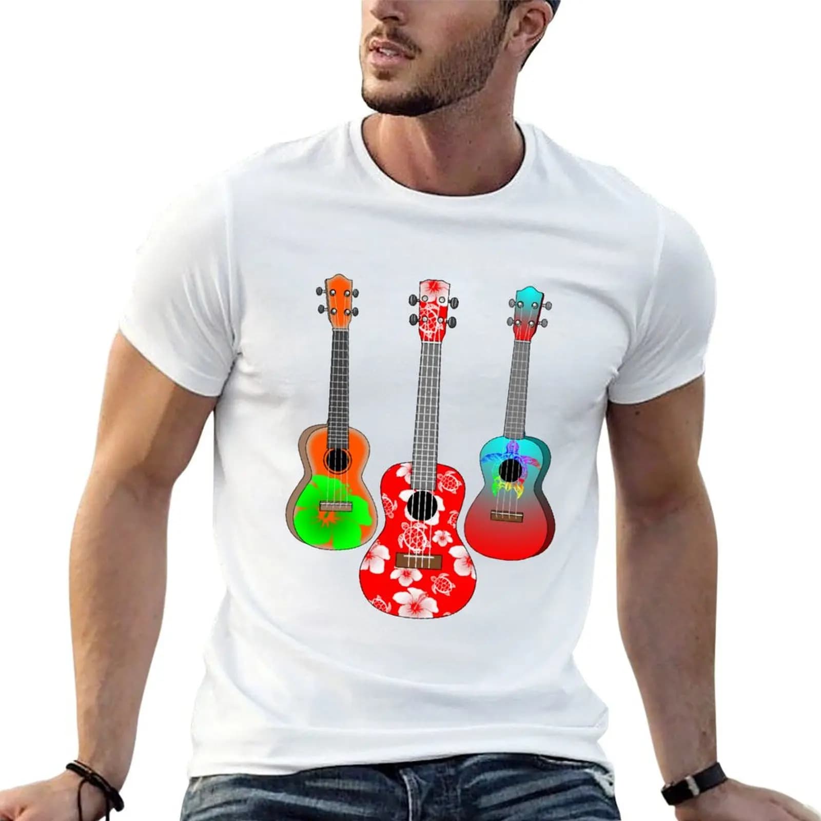 Three Tropical Ukuleles T-Shirt man t shirt cotton high quality men t shirt cotton 100% cotton t shirt man T-shirt