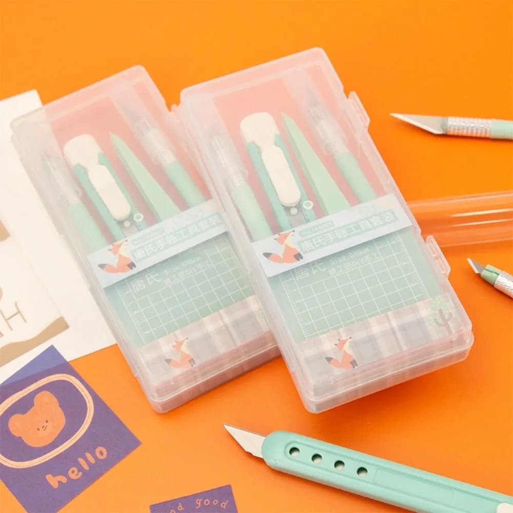 5pcs/Set New DIY Scrapbook Tool Set Tweezers Pens Non-Slip Mats Art Cutting Tools Kit Paper Crafting Carving Craft Paper Pen