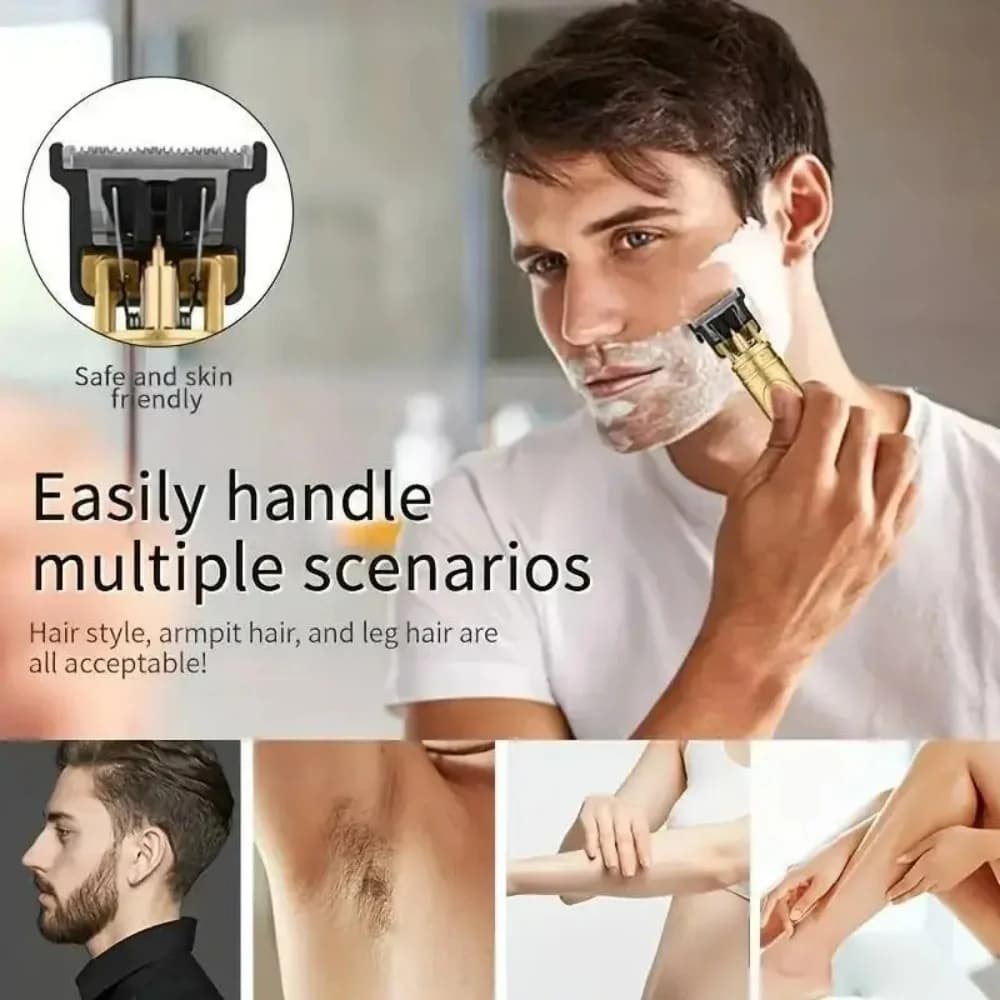 Regolacapelli Elettrico Cordless T9 con Motivo Drago Retrò, Rasoio da Barbiere da Uomo con 4 Pettini Guida, Ricaricabile USB per Barba