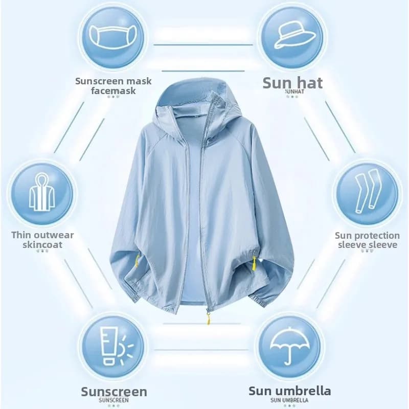 Giacca Outdoor UPF50+ per Campeggio, Escursionismo, Corsa, Protezione da Pioggia e Sole, Pesca, Caccia, Sport, Asciugatura Rapida, Protezione Solare