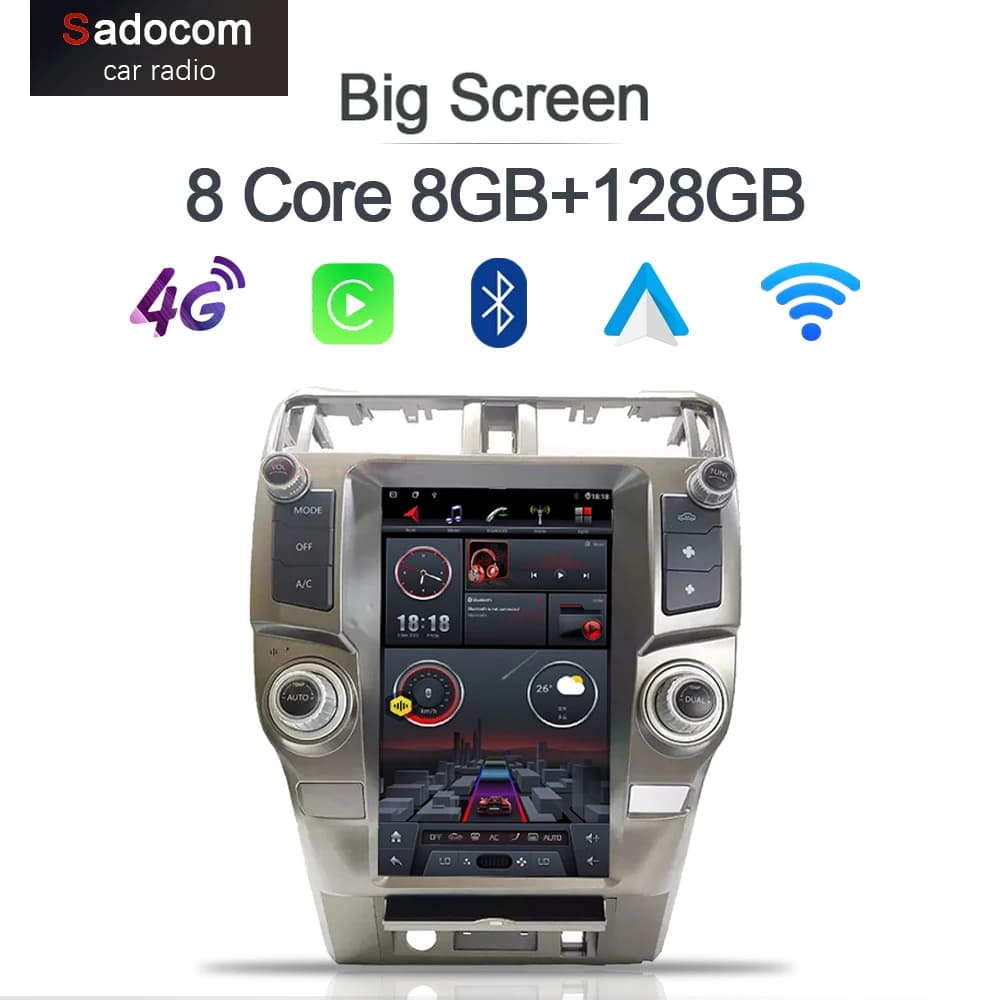 13.6 "QLED Carplay Auto Android 13 8G + 256G Lettore DVD per auto GPS Mappa WIFI Bluetooth Radio per Toyota 4runner 4 runner 2010-2023