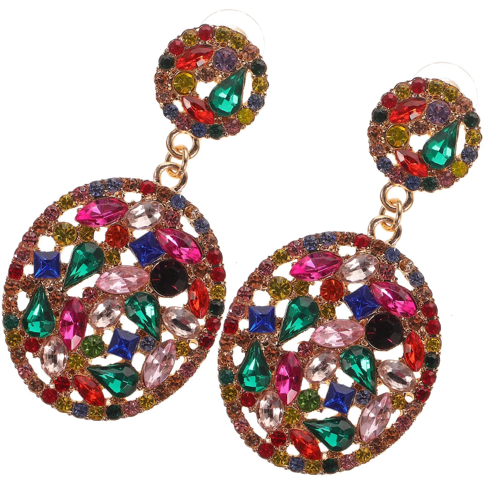 Orecchini Pendenti con Cristalli per Donne, Stile Chandelier a Goccia, Iridescenti e Brillanti, per Balli, Appuntamenti e Feste Casual