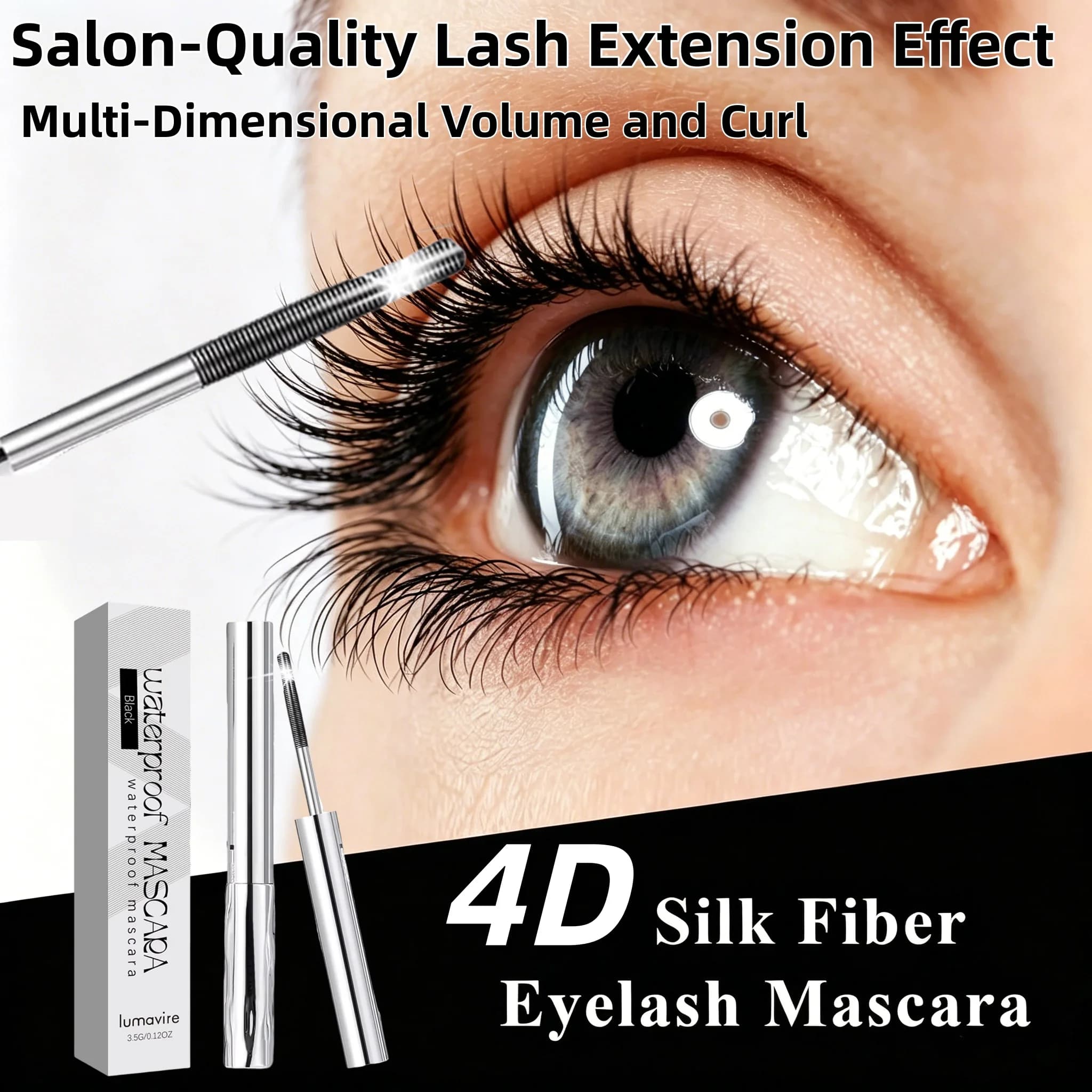Mascara Impermeabile Volumizzante a Lunga Durata, Anti-sbavatura, Effetto Sollevamento Istantaneo, Cosmetico per Extension Ciglia per Donne
