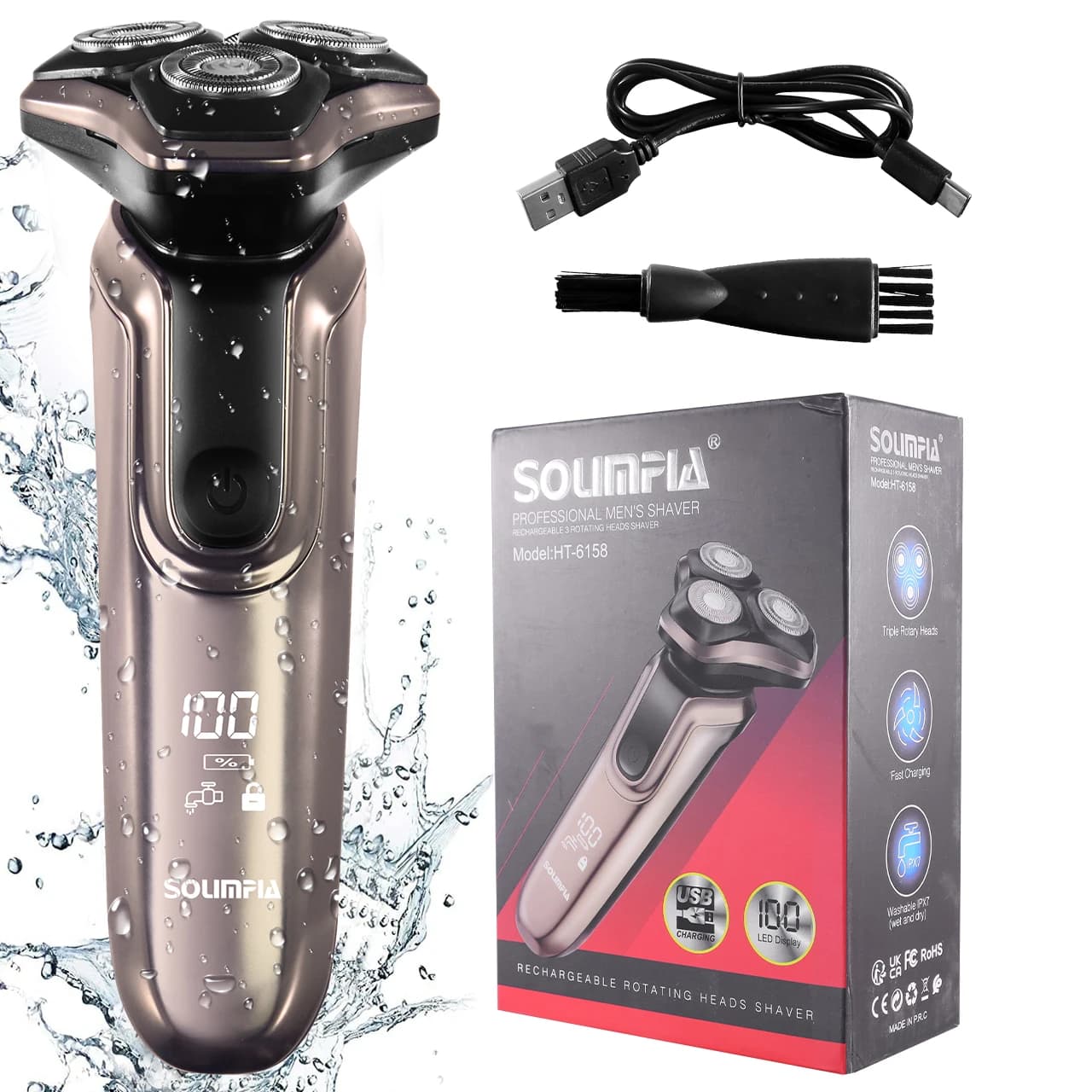 Rasoio elettrico da uomo Nuovo rasoio da barba professionale portatile a 3 lame per uso domestico con impugnatura ergonomica Prestazioni ultra lisce