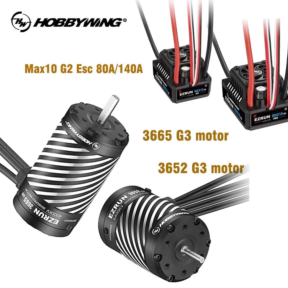 Hobbywing Brushless Sensored Combo 3652 3665 G3 Motore senza spazzole e 80A 140A Max 10 G2 ESC Per 1/10 Bilancia Rc Monster Buggy Car