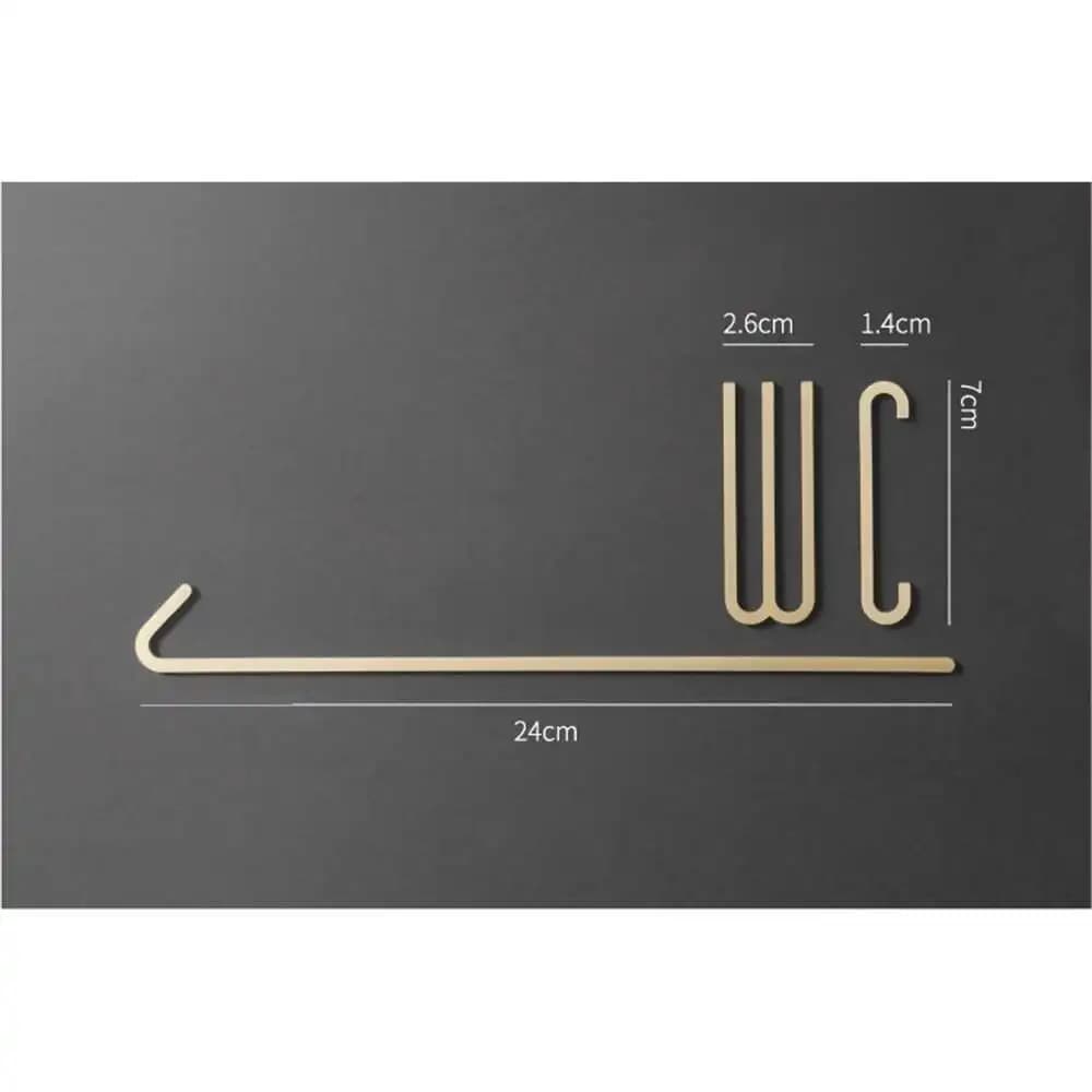 Targa per WC in metallo color oro, porta del lavandino in ottone, etichetta adesiva da parete, supporto per WC