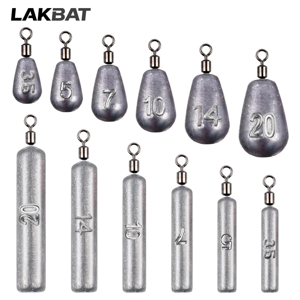 10 pieces per batch, fishing weights in 3.5 g, 5 g, 7 g, 10 g, 14 g and 20 g, water drop shape weights, fishing gear accessories