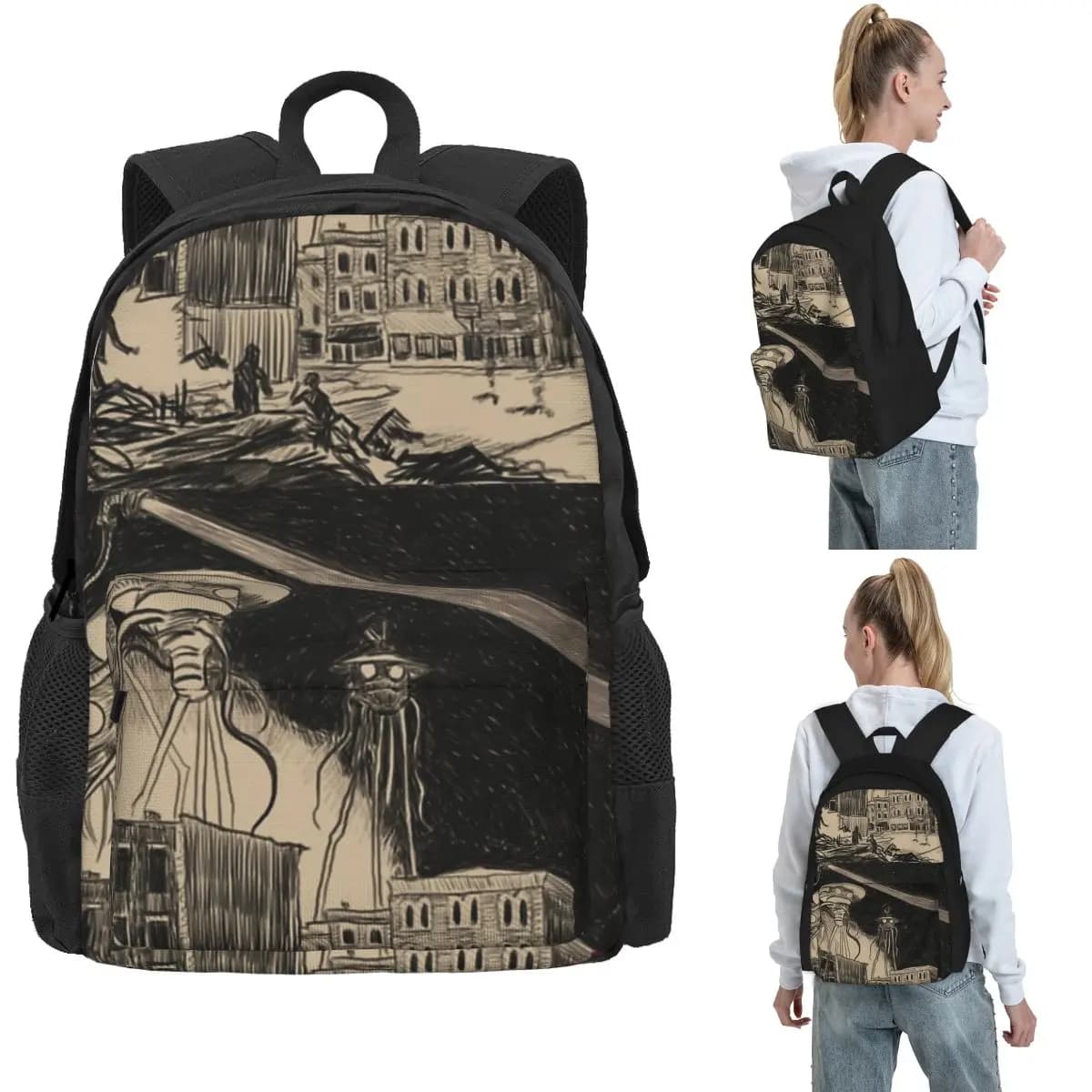 War Of The Worlds In Covington's Central Business District Backpack Hot Sale Daypack Large Capacity Children BookBag