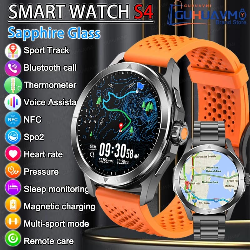 GUHUAVMI NFC Astuto Della Vigilanza Degli Uomini AMOLED Schermo Frequenza Cardiaca Chiamata Bluetooth IP69K Impermeabile Smartwatch da Uomo Compatibile Android/iOS