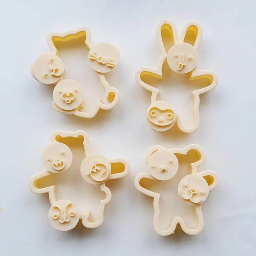 Animal Expression Cookie Mold Set Cute Panda Bear Stamp Kit Cake Decoration Moulds Rabbit Shaped Cartoon Food Deco Mold