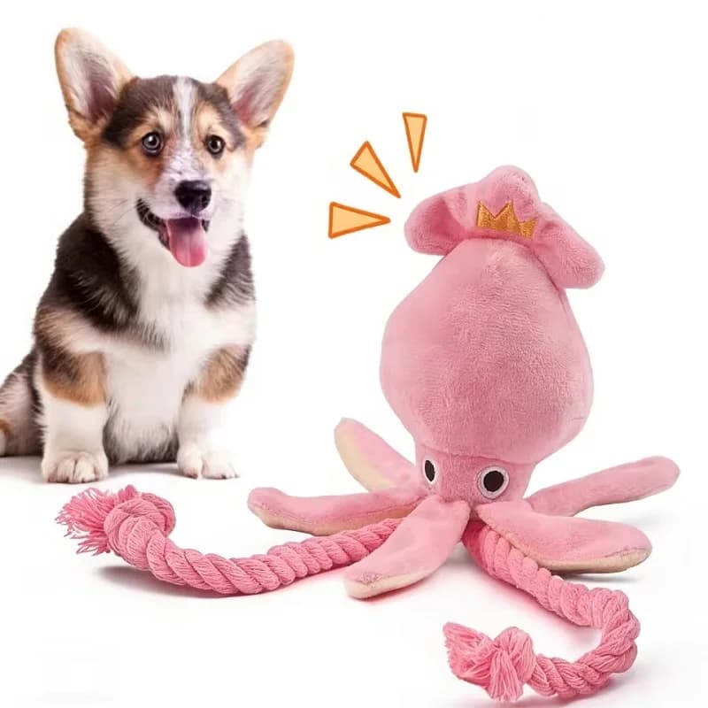 1PC Octopus Shaped Pet Plush Toys Squeaky Rope Interactive Chew Toys for Small Large Dogs Cats Puppy Teething Training Plaything