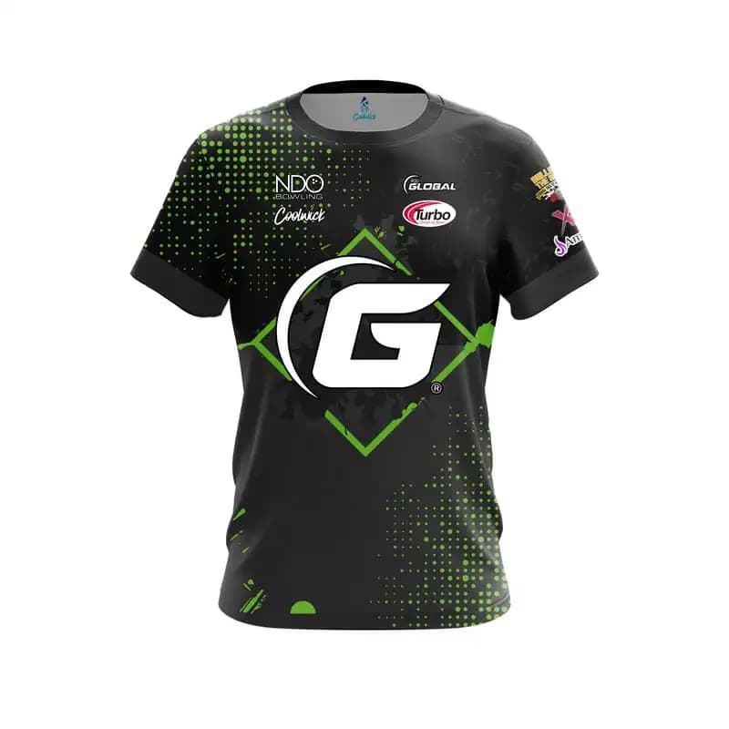 New Men 900 Global G Green Dot Gradient Bowling Jersey Short Sleeve Performance Sports Tee Pro Bowler Fan Casual Streetwear Top