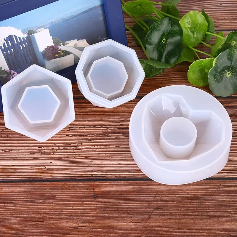 Stampi in Silicone per Vasi da Fiori Fai-da-Te, Stampi per Argilla, 3 Stili, Stampi in Cemento