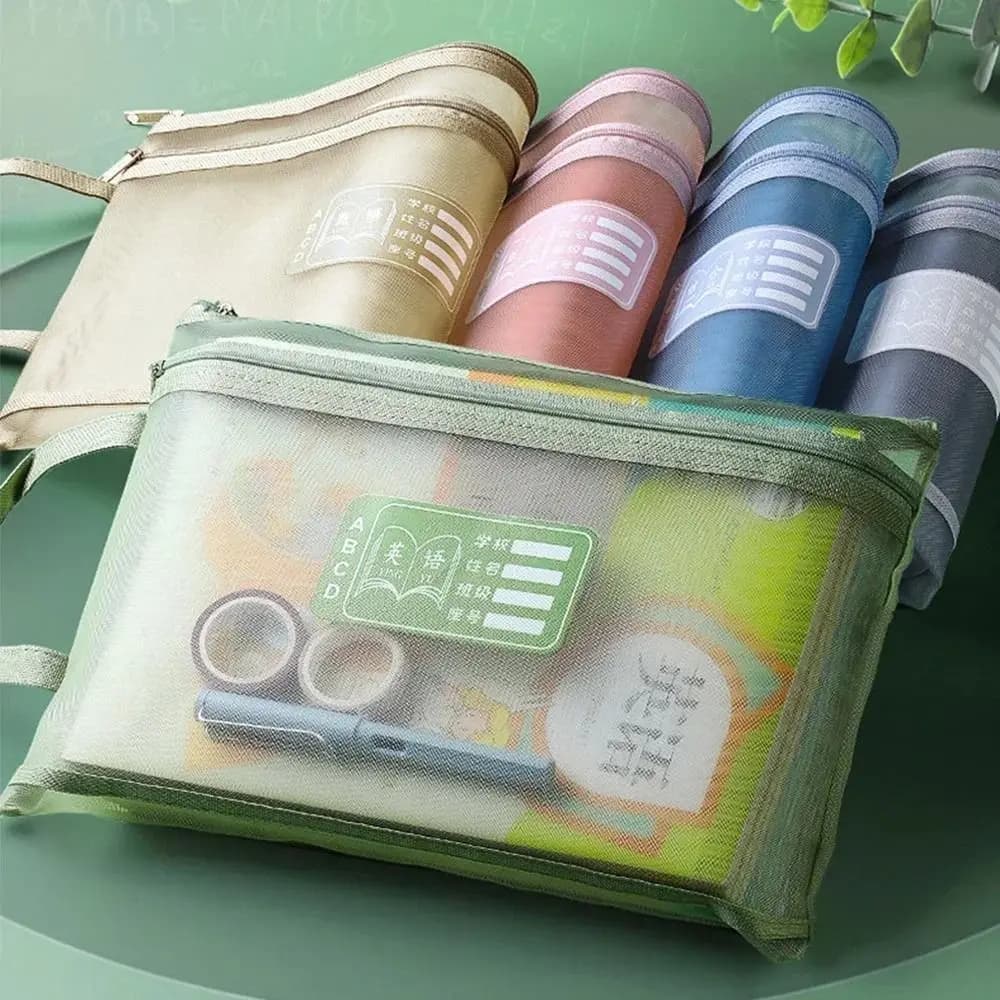 Useful A4 Stationery Storage Bag Large Capacity Double-layer Cosmetic Makeup Bag Transparent Organizer Bag File Folders