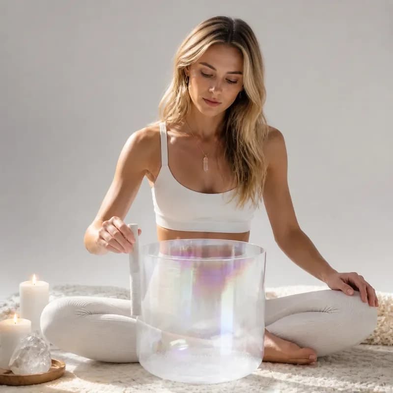 STAR LIN KUP 8.5 Inch 440Hz C Note Crystal Singing Bowl Hand Painted High End Sound Healing Meditation Chakra Balance Tool