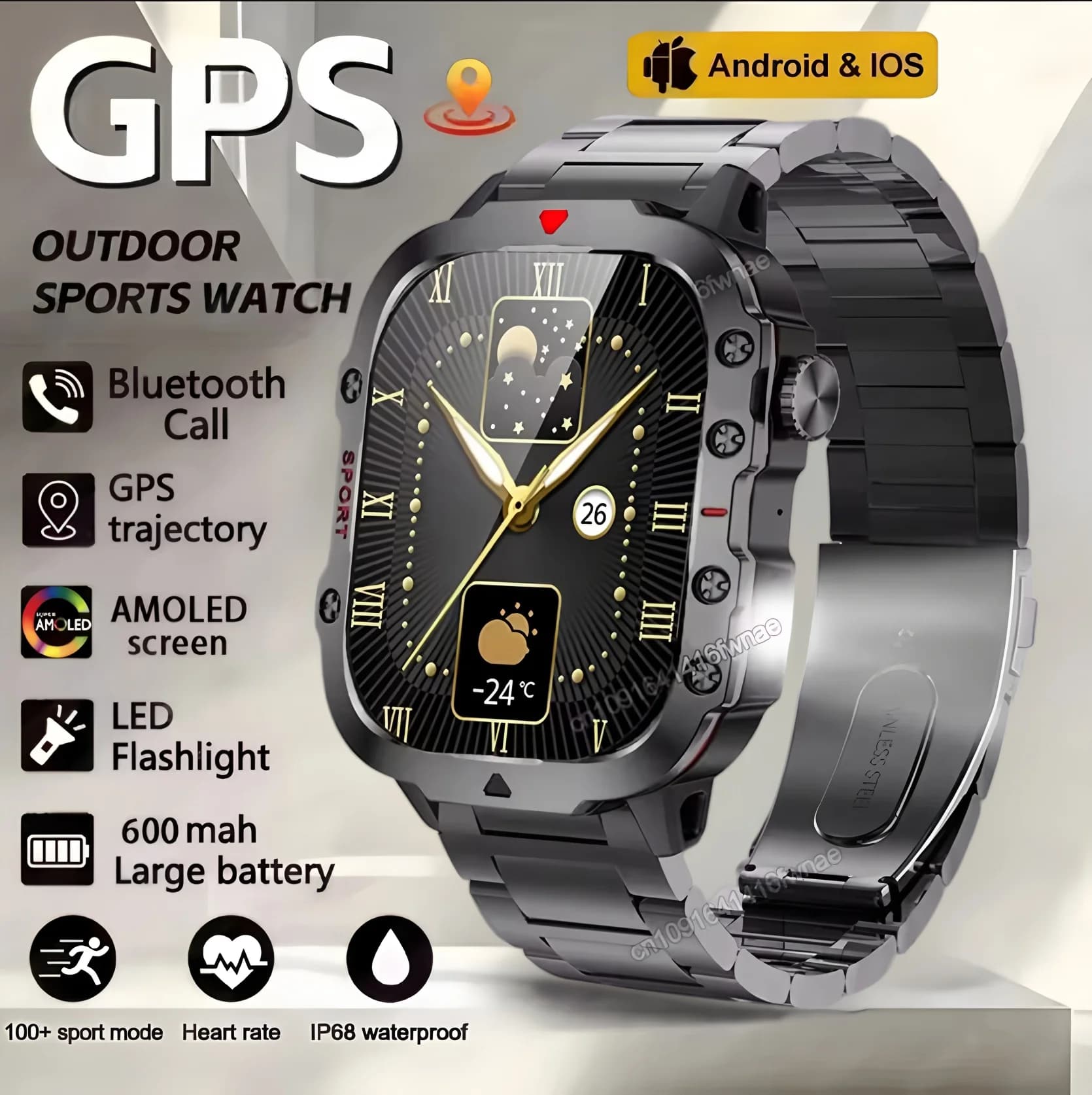 SmartWartch Man Woman Militray GPS Tracker Phone call Heart rate Waterproof Smart Watch for IOS Android 2025