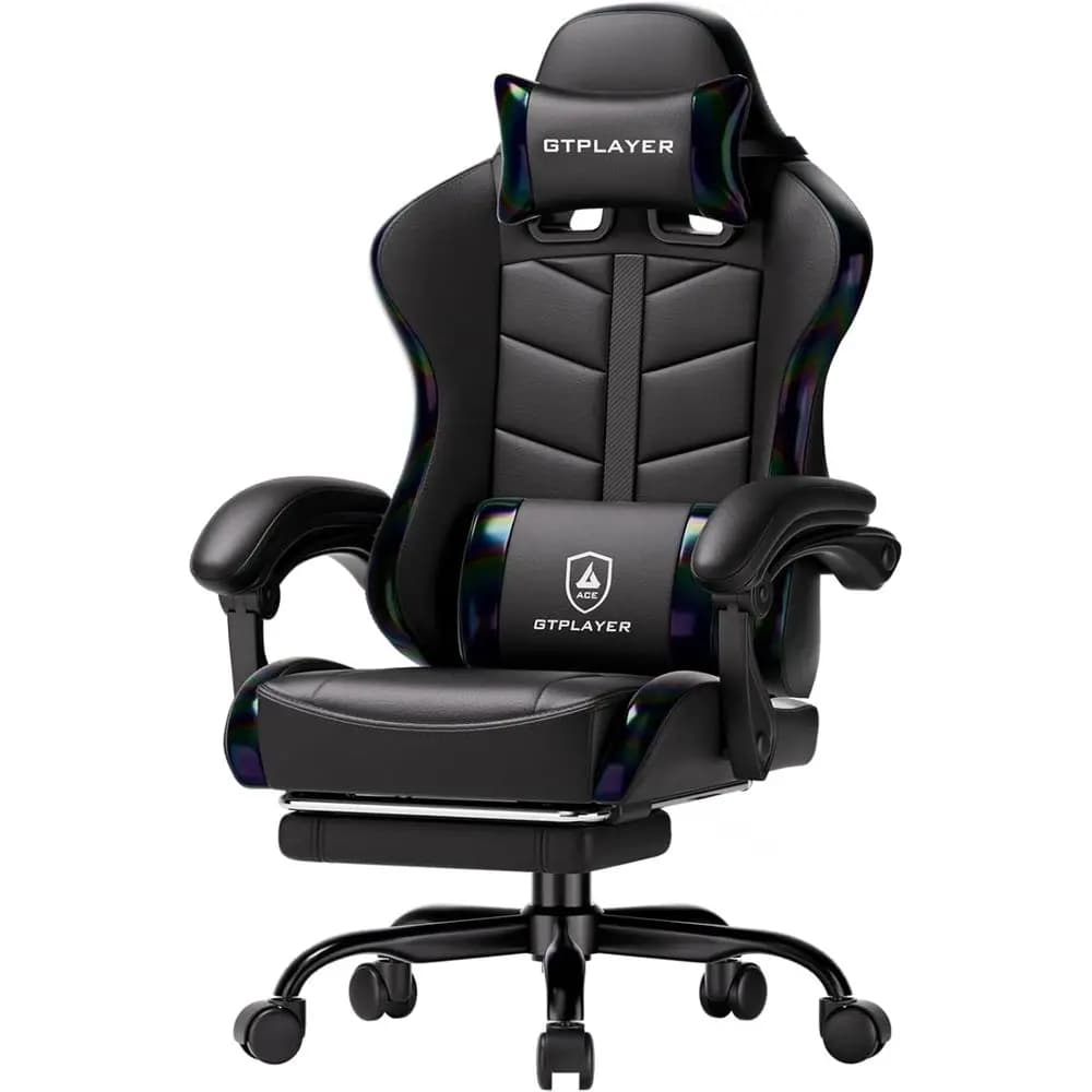Sedia da Gaming, Sedia Ergonomica da Ufficio per Adulti con Poggiapiedi, Altezza Regolabile, Braccioli Collegati, 90-155 ° Rilassarsi e riposare