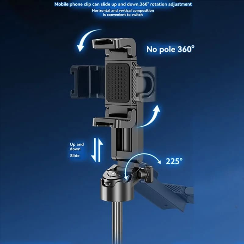 B04C-P15 Mini treppiede per telefono selfie stick, allungabile con telecomando staccabile per Vloggers