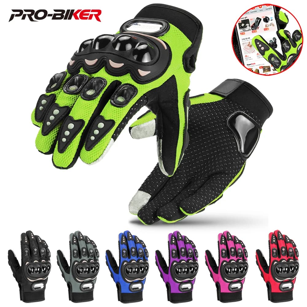 Guanti da moto Guanti estivi da equitazione per motocross Guanti traspiranti Guanti protettivi per dita intere Guanti touch screen da moto