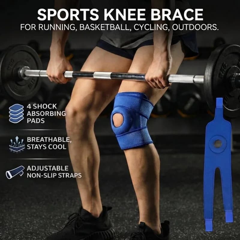 Supporto per Ginocchio Traspirante a Compressione, Stabilizzatore della Rotula, Protezione Sportiva per Ginocchio per Escursionismo, Basket, Corsa