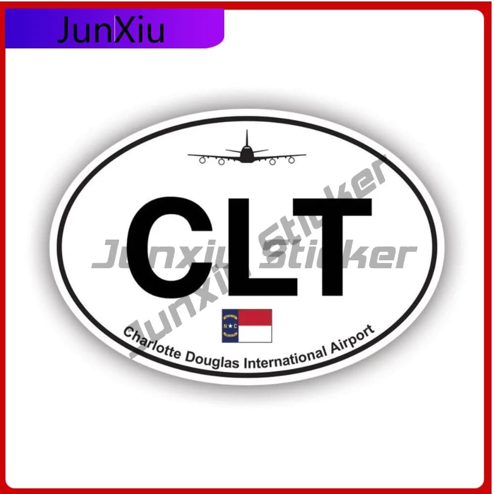 Charlotte Douglas International Waterproof Sun Resistant Funny For Motorcycle Laptop Bumper No Residue Easy Apply Decal Helmet
