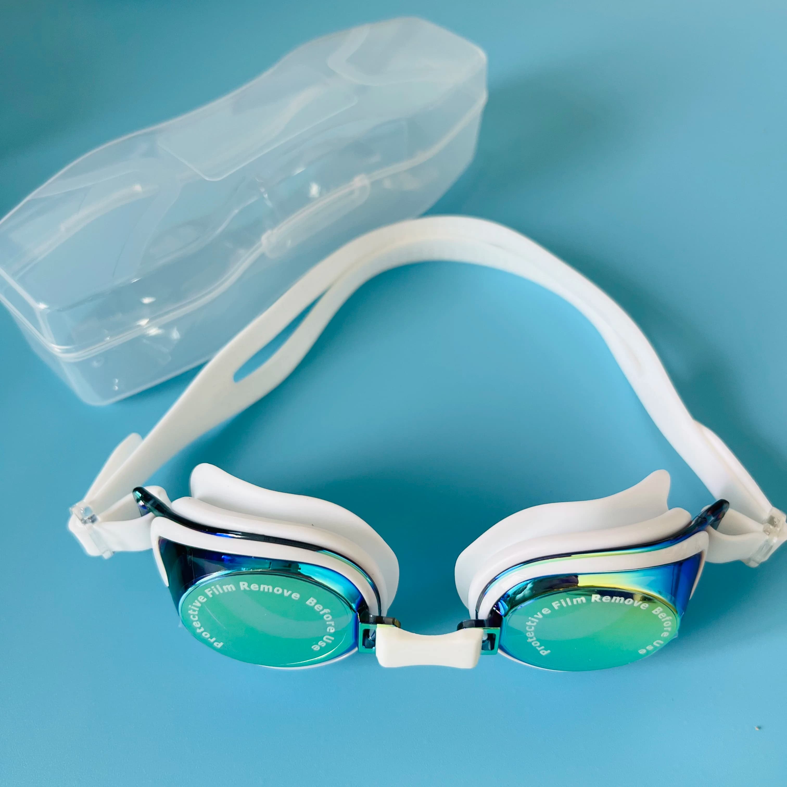 Children's colorful electroplated coating white small frame high-definition waterproof and anti-fog swimming goggles with adjust