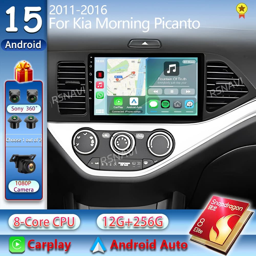 Android 15 Per KIA Morning 2 picanto 2011-2017 LHD 2K QLED Android Auto Radio Lettore Video Multimediale GPS Stereo CarPlay