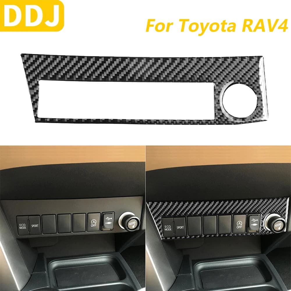 For Toyota RAV4 2016 2017 In Carbon Fiber AUX USB Lighter Charging Door Trim Cover Panel Interior Car Accessories Wall decal