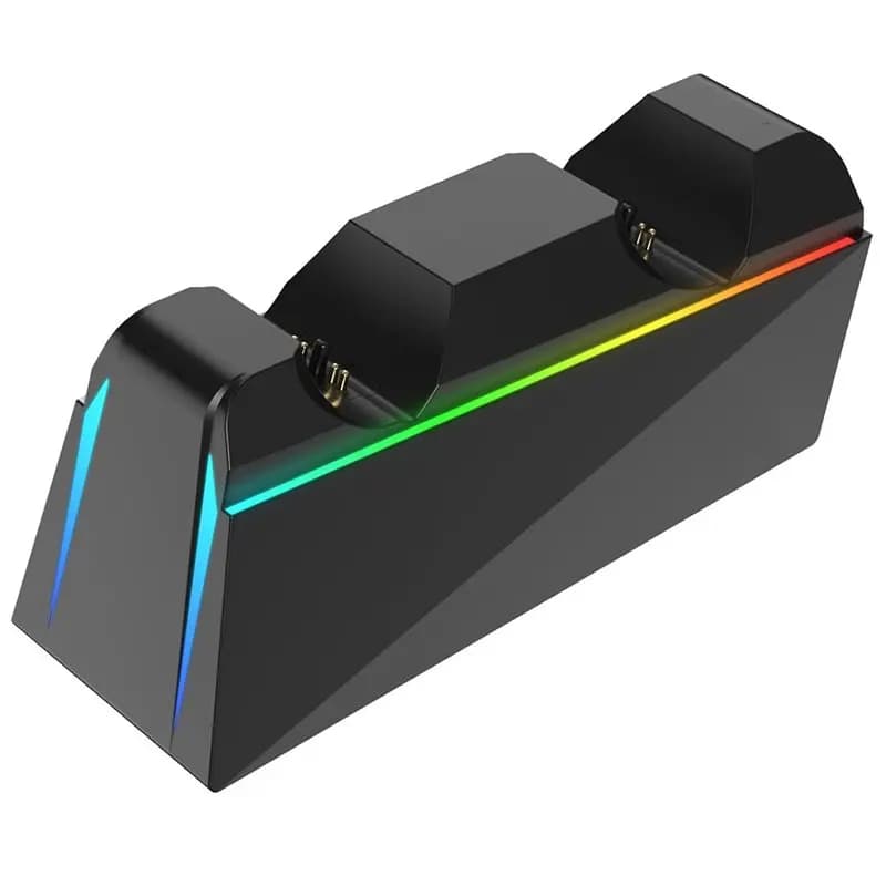 Base di ricarica a contatto per PS5, supporto di ricarica a doppio slot con illuminazione RGB per controller wireless PS5