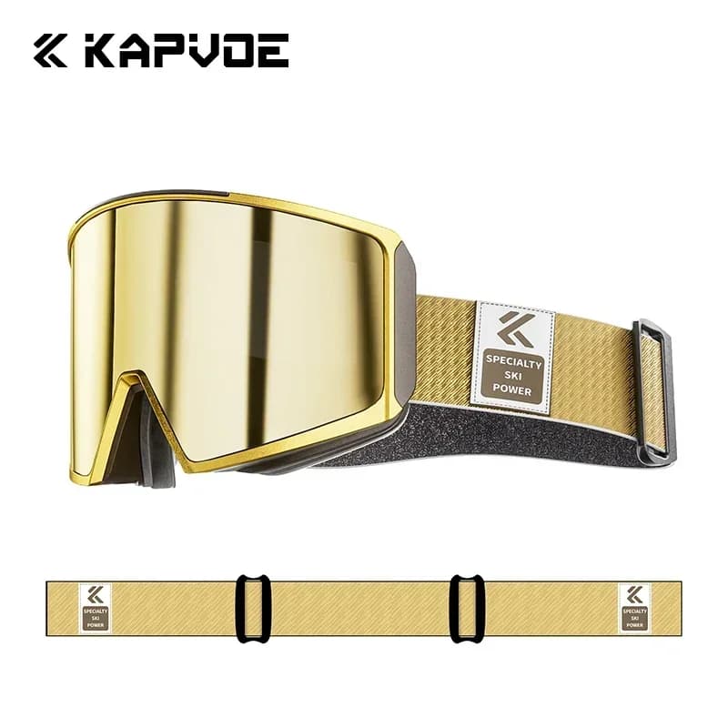 Kapvoe Occhiali da neve Lenti magnetiche Anti-appannamento Occhiali da sci Ciclismo Uomo Donna Snowboard Doppio strato Occhiali in spugna OTG Occhiali da neve