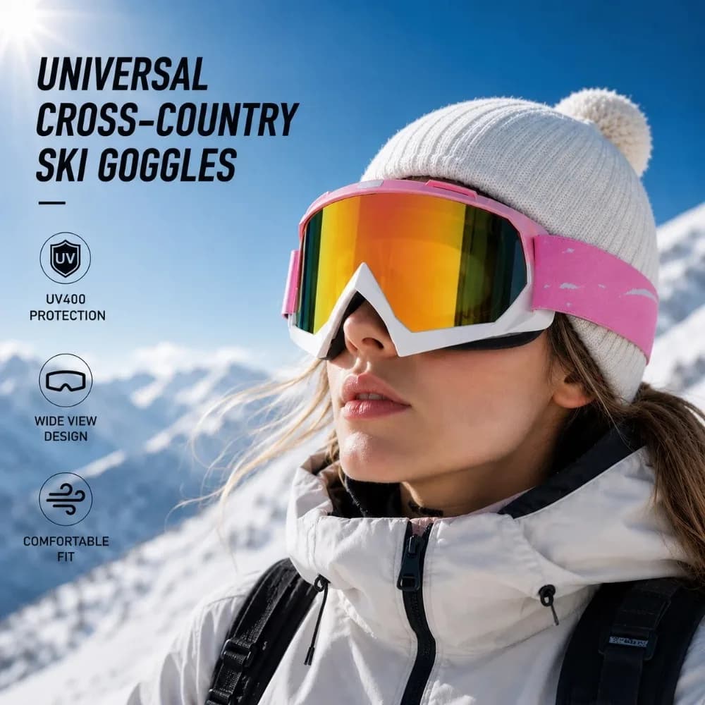 Colorful Outdoor Essential Ski Goggles Ski Riding Racing Cross-country Goggles Unisex Windproof Sandproof and Snowproof Glasses