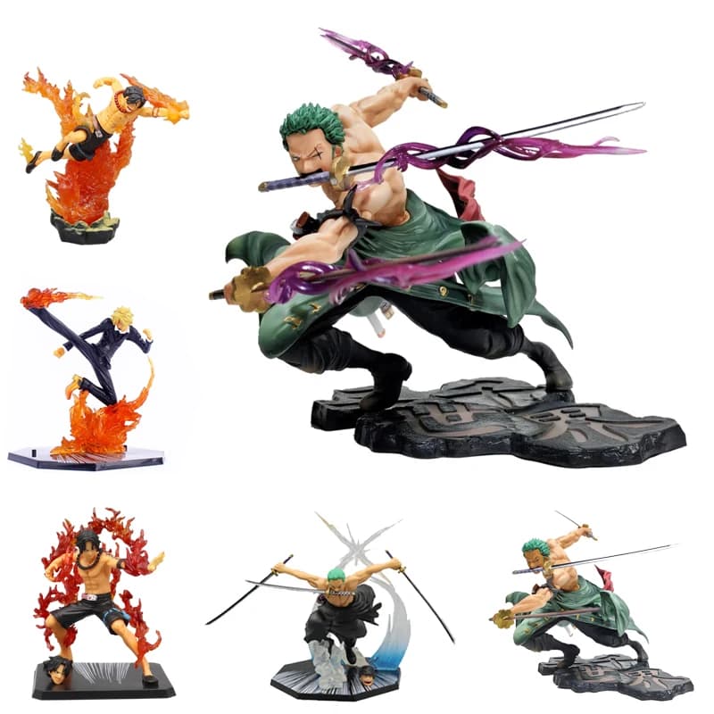 Statuetta Anime One Piece, Luffy GK Roronoa Zoro a Tre Lame, Statua Manga Anime, Action Figure da Collezione, Modellino Giocattolo