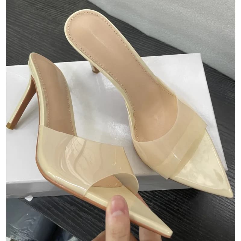 Women's Shoes Transparent Pointed Toe 8.5CM Thin Heel High-heeled Sandals Summer Multicolored Sexy Women Casual Party Shoes