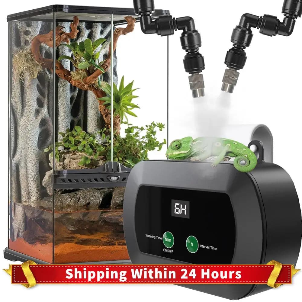 Umidificatori per rettili intelligenti con 360 ° Ugelli regolabili Terrari Umidificatore per terrari Amphibian Lucertola Serpente Rana Piante