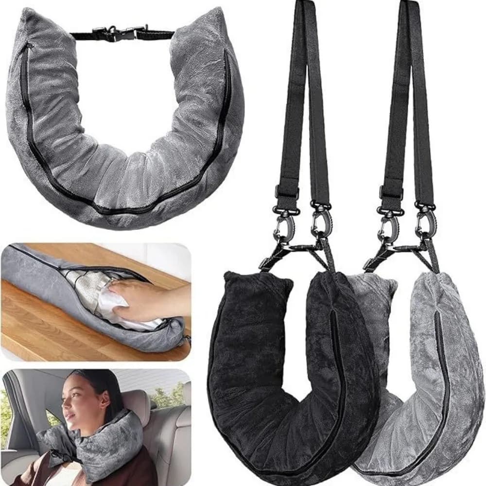 Cuscino per il collo da viaggio riempibile multifunzionale Comodo cuscino a forma di U Federa per bagagli Collo imbottito portatile impermeabile