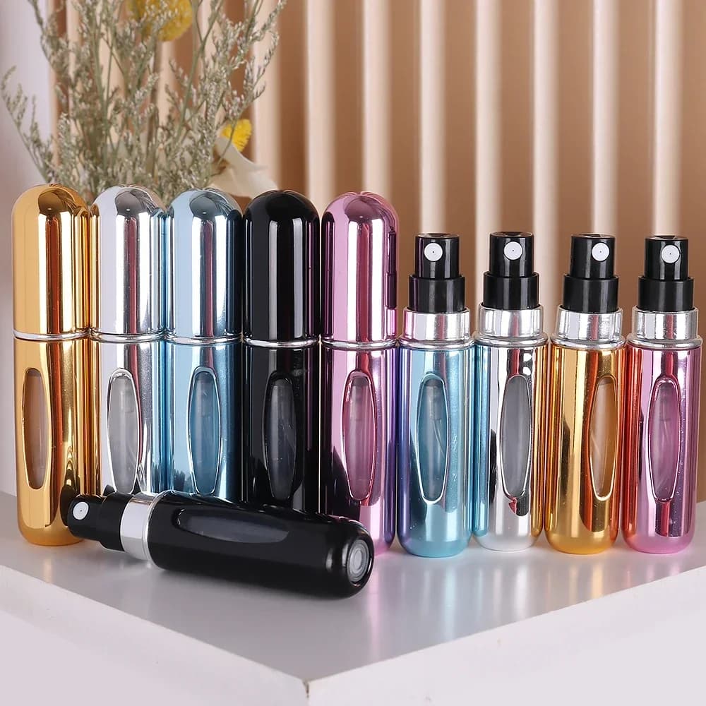 Set di flaconi di profumo da 5 pezzi da 5 ml, flaconi spray per profumo in materiale ecologico, mini contenitore idratante portatile
