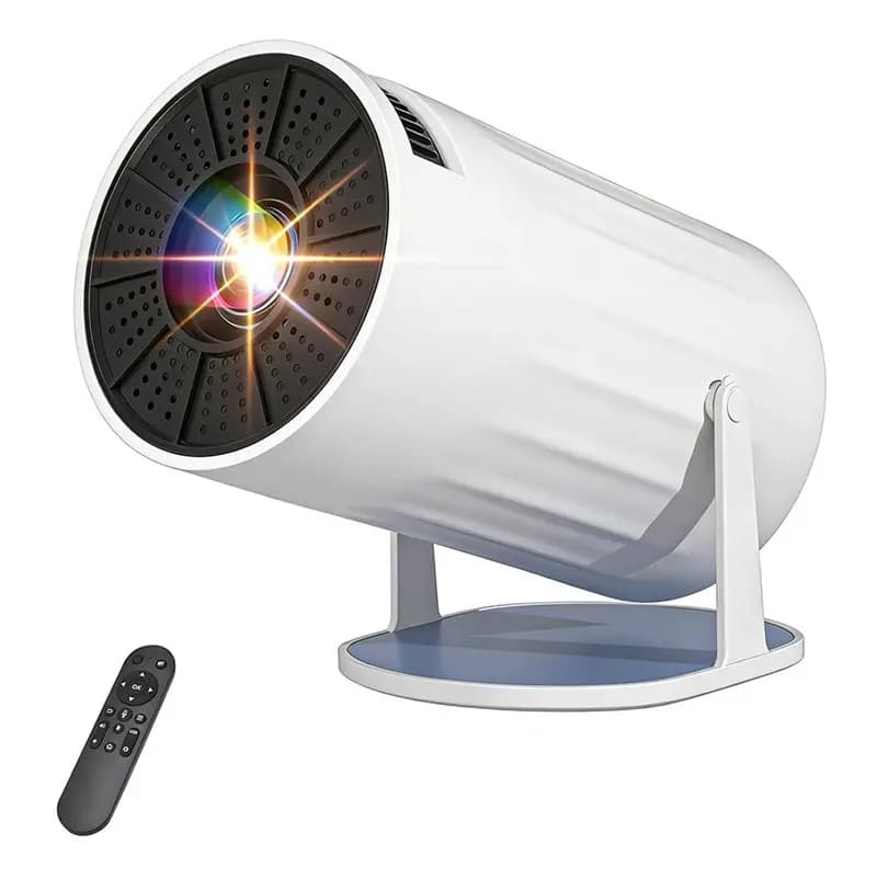 AS95-Auto Keystone 180 ° Mini Proiettore Rotante con Supporto 4K 1080P, Proiezione TV Portatile, Wi-Fi 6, BT 5.2 per Camera da Letto
