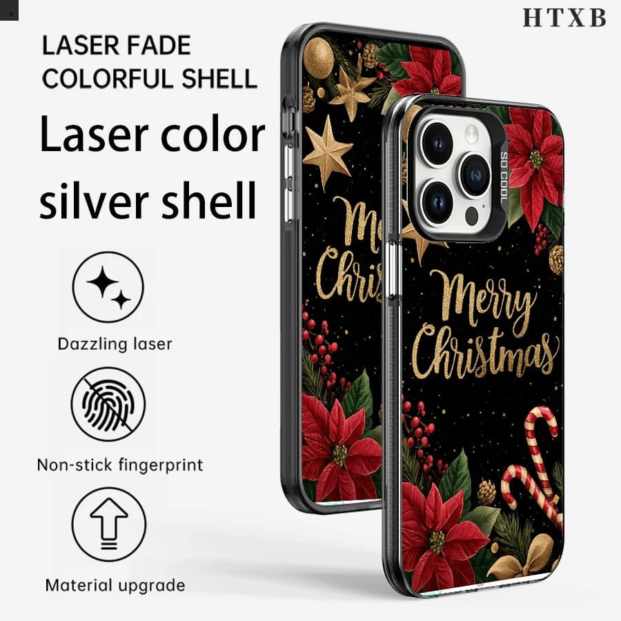 Custodia per telefono con fiori rossi natalizi per iPhone da 17 a 11 Pro Max Plus