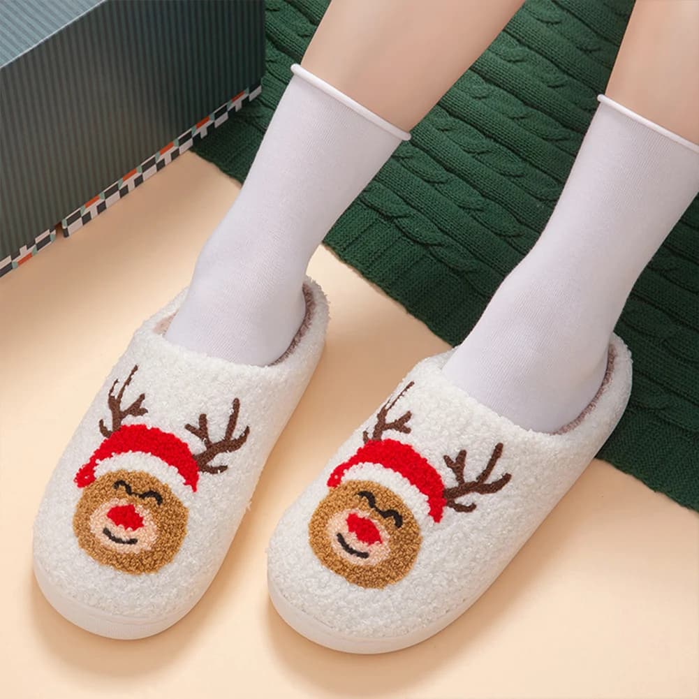 Winter Christmas Alce Animated Carton Cozy soft shoes in plush Fashion for home Slippers cotton thickened warm non-slip for inner bedroom