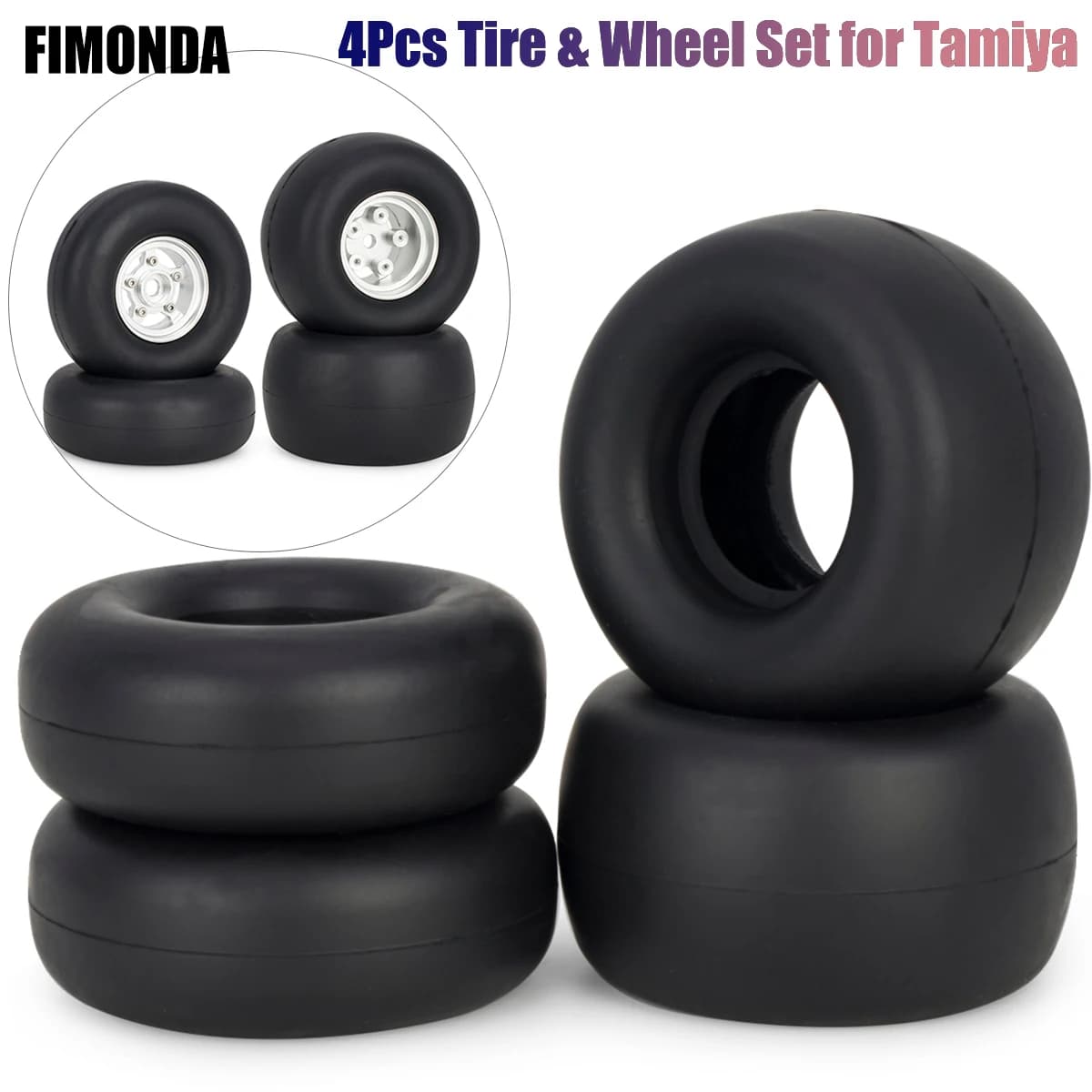 4 pezzi RC pneumatici in gomma ruote con spugna silenziante per Tamiya 1/10 rana sabbia scorcher cavalletta Hornet Buggy