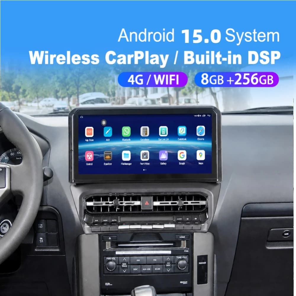 12 Inch Android For Toyota Land Cruiser Prado 2010-2017 Car Multimedia Automotive Carplay GPS Navi Car Radio Stereo Head Unit
