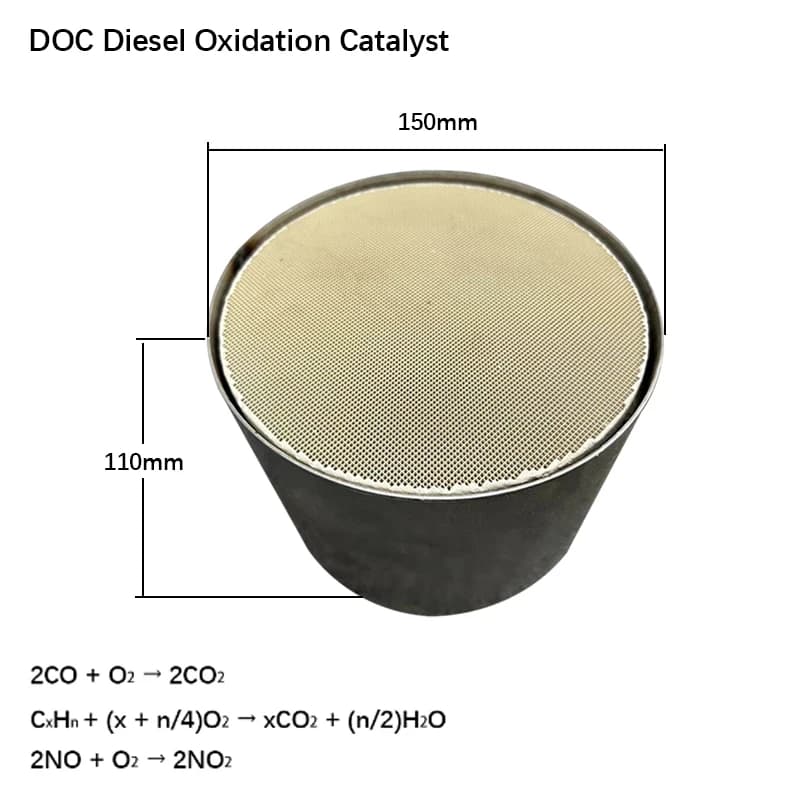 Catalizzatore diesel 150 * 110mm DOC Catalizzatore di ossidazione diesel Catalizzatore di ossidazione diesel 400cspi Nucleo interno catalitico in ceramica a nido d'ape