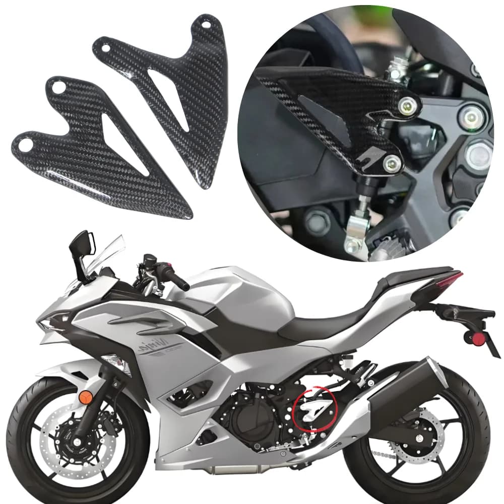 For Ninja400 Ninja500 Z400 Z500 2024-2025 Weight Reduction Carbon Fiber Moto Accessories Heel Guard Plates Foot Rests
