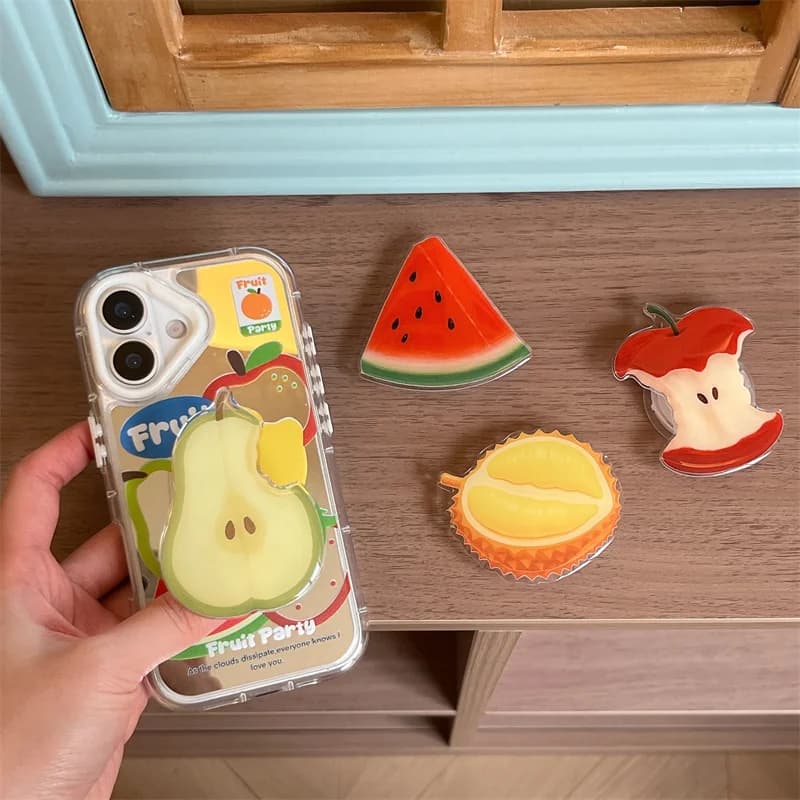 Simpatico supporto estivo per frutta anguria pera per iPhone 17 Pro Custodie per telefoni Samsung Supporto pieghevole Kawaii Maniglia stampella