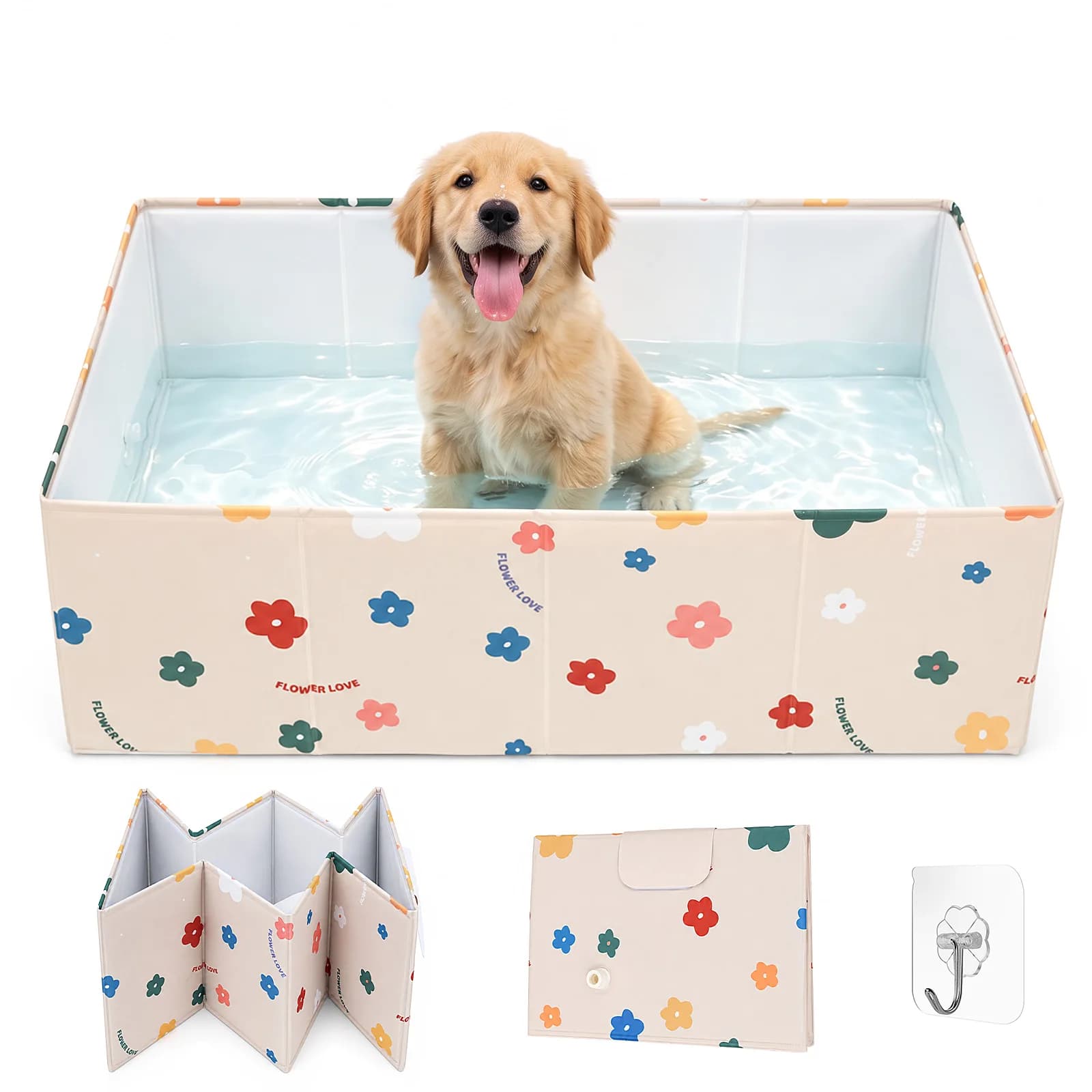 Portable Foldable Dog Bathtub for Small to Medium Dog and Cat Pool Pet Bath Tub for Shower/Kitchen Sink Thickened Base