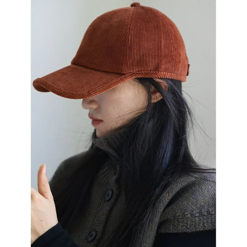 Nuovo cappello da baseball in velluto a coste tinta unita, caldo e semplice, stile coreano, per l'autunno e l'inverno
