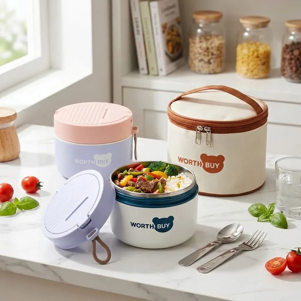 304 Stainless Steel Thermal Lunch Box Microwave Bento Box Kids Adults School Cutlery Food Storage Containers Insulated