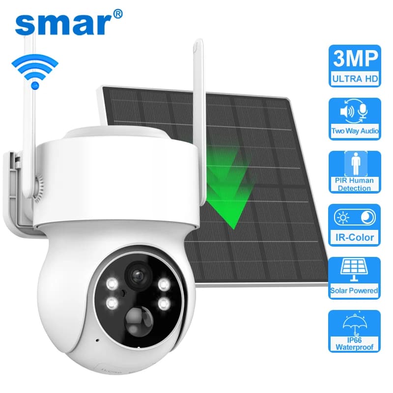 Solar panel Smar IP camera PTZ WiFi 2MP 3MP Video surveillance Security protection Built-in battery Standby prolonged APP iCsee