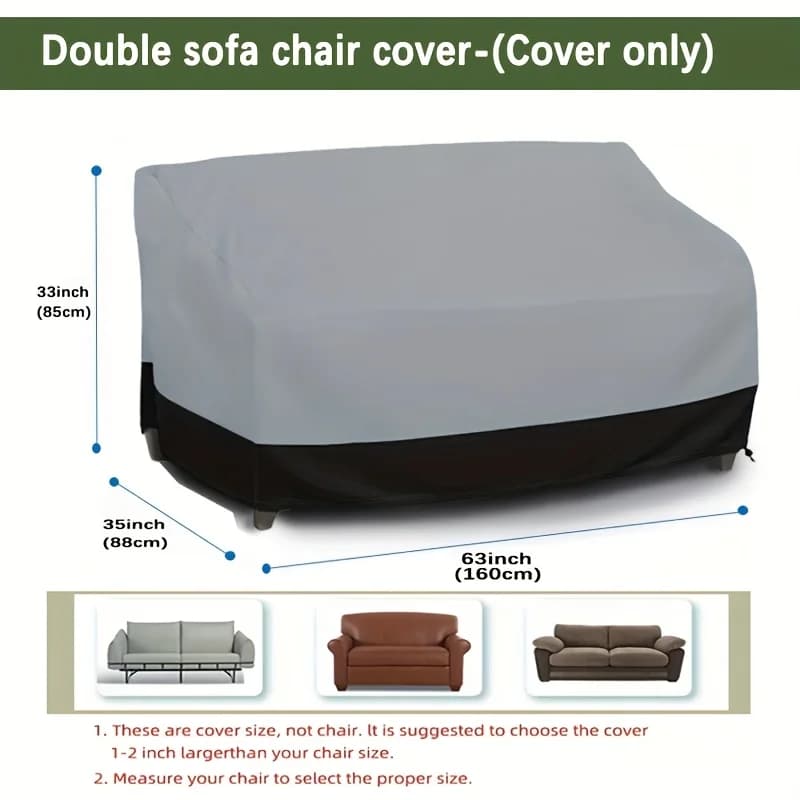 Copertura per Divano a 3 Posti Grigia, Copertura per Divano da Giardino - Copertura Nera per Tutte le Stagioni per Mobili da Giardino